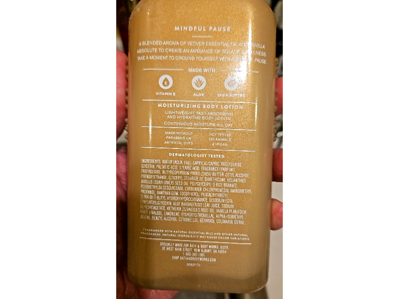 Bath & Body Works Mindful Pause Body Lotion, Vetiver & Vanilla, 6.5 fl oz/192 mL