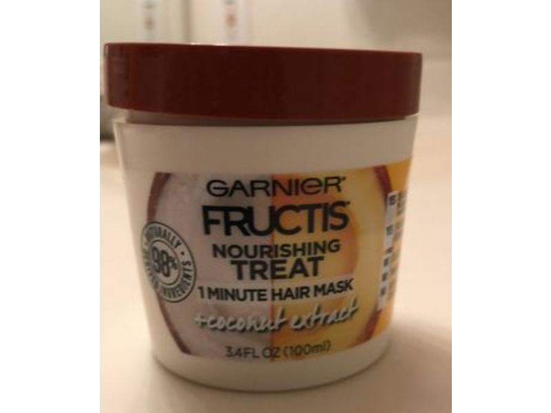 Garnier Fructis Nourishing Treat 1 Minute Hair Mask, Coconut Extract, 3.4 fl oz/100 ml