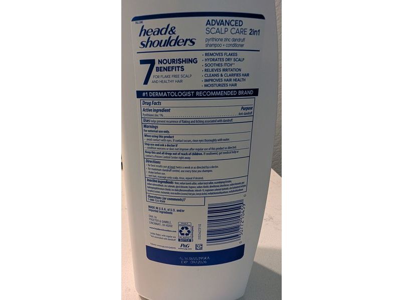 Head & Shoulders 2-In-1 Advanced Scalp Care Shampoo + Conditioner, Aloe Vera + Coconut Water + Vitamins & B3, 40 fl oz/1.18 L