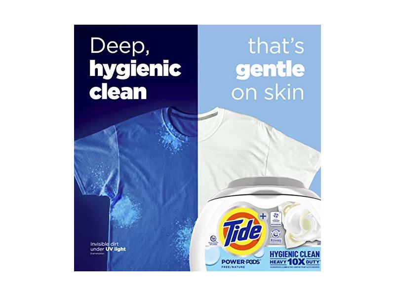 Tide Plus Hygienic Clean Power Pods Laundry Detergent, Free/Nature, 63 Loads, 107 oz/3.04 kg