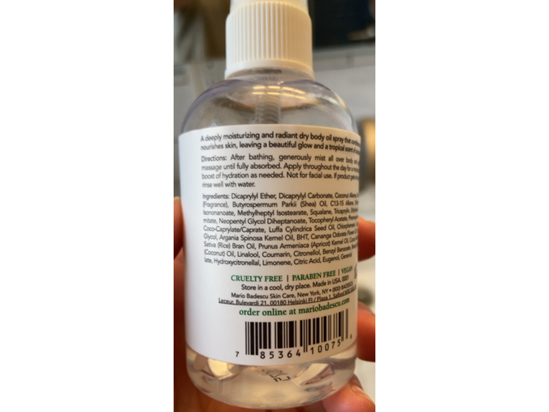 Mario Badescu Skin Care body Oil, Coconut, 3.5 fl oz/100 mL