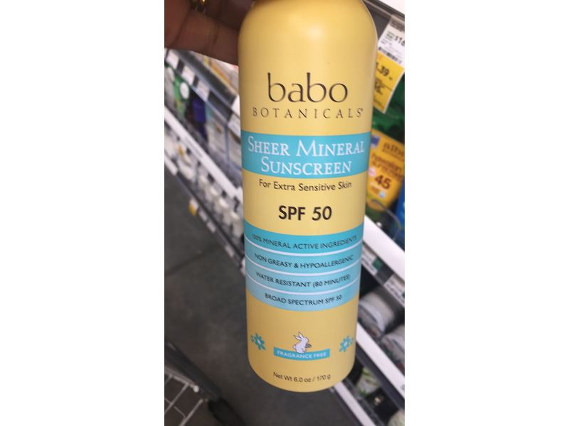 Babo Botanicals Sheer Mineral Sunscreen, Extra Sensitive Skin, SPF 50, 6 oz