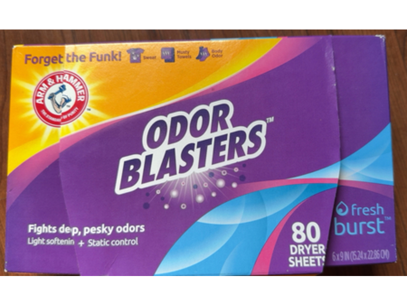 Arm & Hammer Odor Blasters Dryer Sheets, Fresh Burst, 80 Count