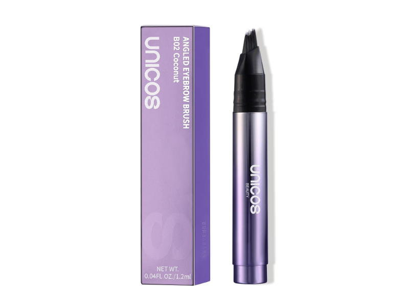 Unicos Angled Eyebrow Brush, Color Coconut, 0.04 fl oz/1.2 mL