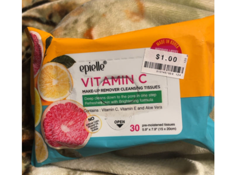 Epielle Make-UP Remover Cleansing Tissues, Vitamin C, 30 Count