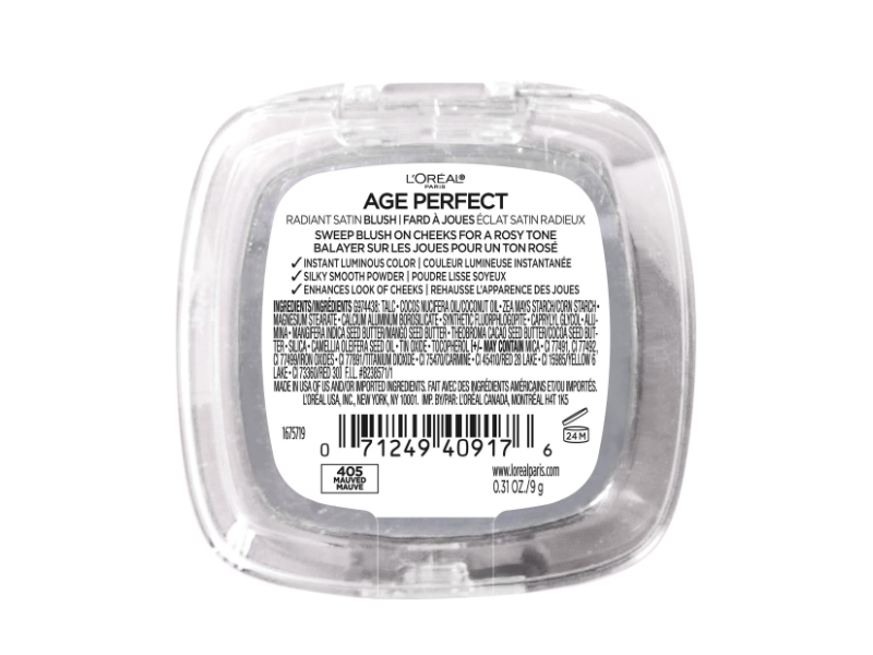 L'Oreal Paris Age Perfect Radiant Satin Blush, Mauved 405, 0.31 oz/9 g