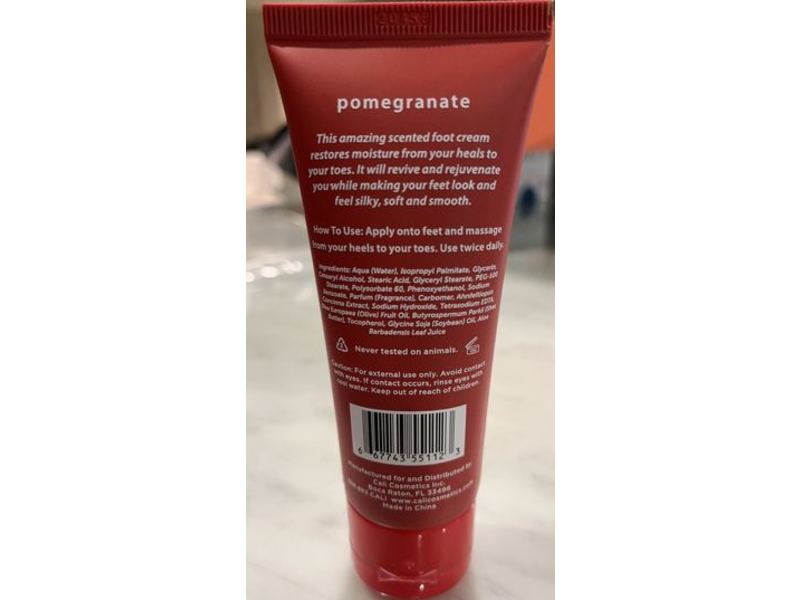 Baronessa Cali Foot Cream, Pomegranate, 2.5 fl oz/75 mL