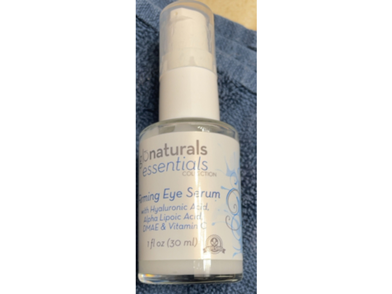Glo Naturals Essentials Firming Eye Serum, Hyaluronic Acid, Alpha Lipoic Acid, Dmae & Vitamin C, 1 fl oz/30 mL