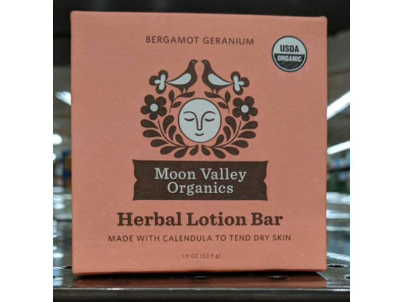 Moon Valley Organics Herbal Lotion Bar, Bergamot Geranium, 1.9 oz/53.9 g