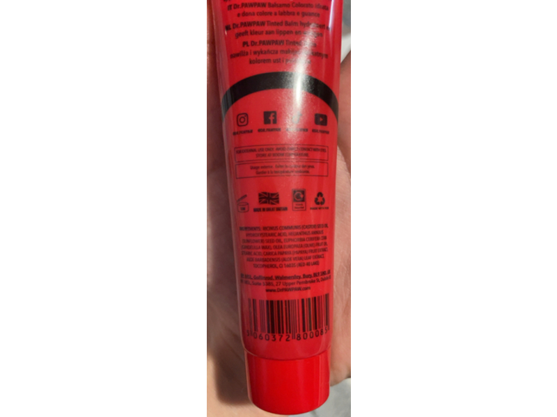 Dr.PawPaw Tinted Ultimate Multi-Purpose Red Soothing Balm, Natural Pawpaw, 0.84 fl oz/25 mL