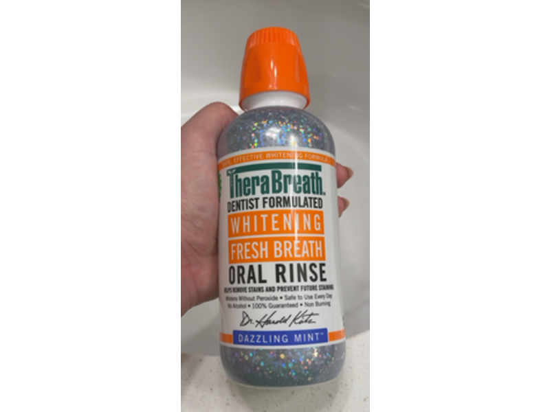 TheraBreath Whitening Fresh Breath Oral Rinse, Dazzling Mint, 16 oz/473 mL, 2 Pack