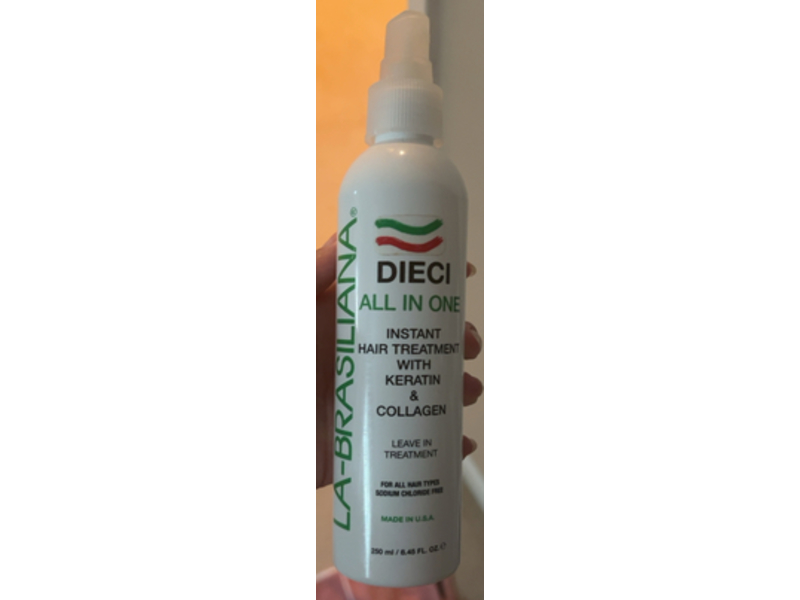 La-Brasiliana Dieci All-In-One Instant Hair Treatment, Keratin & Collagen, 8.45 fl oz/250 mL
