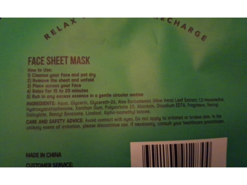 OXX Skincare Repairing Sheet Mask, Aloe Vera, 20 mL