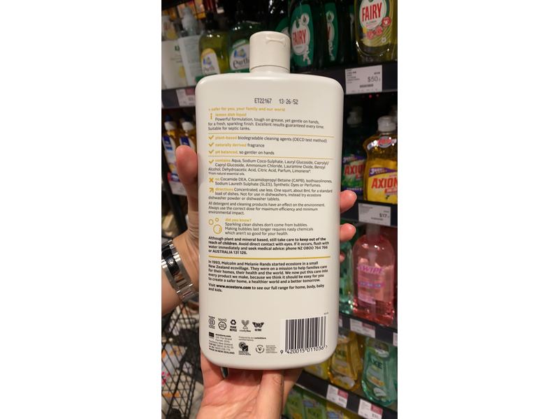 ecostore Dishwash Liquid (Lemon) 1L Dishwashing Detergent