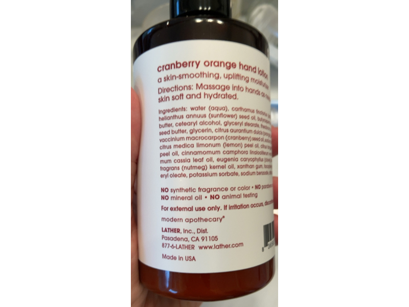 Lather Hand Lotion, Cranberry Orange, 10 fl oz/295 mL