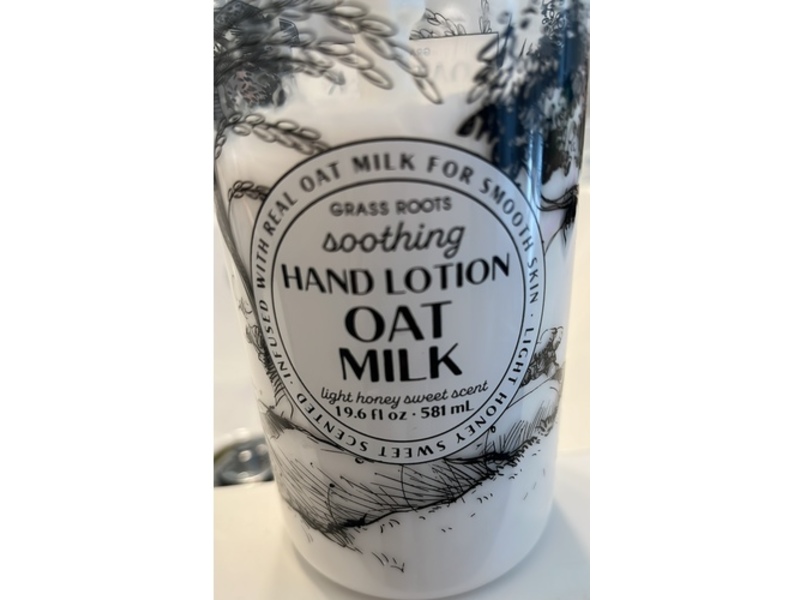 Grass Roots Soothing Hand Lotion, Oat Milk, Light Honey Sweet Scent, 19.6 fl oz/581 mL