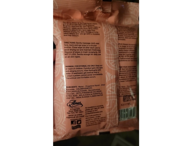 Forever 21 Makeup Removing Facial Wipes, Rose Water & Tea Tree, 30 Count