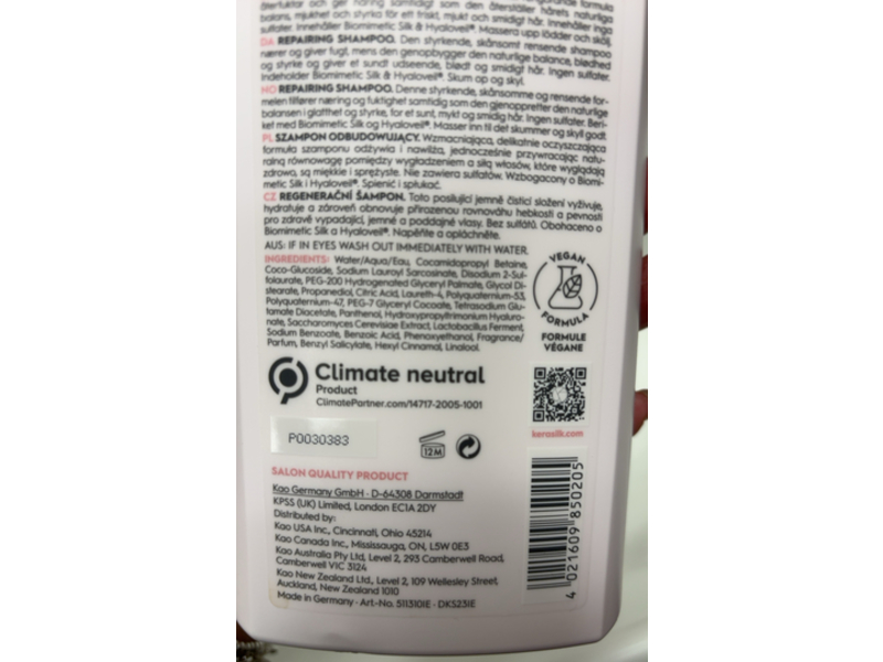 Kerasilk Repairing Shampoo, 25.3 fl oz/750 mL