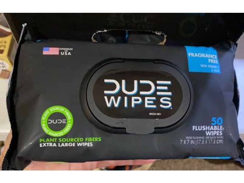 Dude Wipes Flushable Wipes, Fragrance Free, 50 Count, Pack Of 2