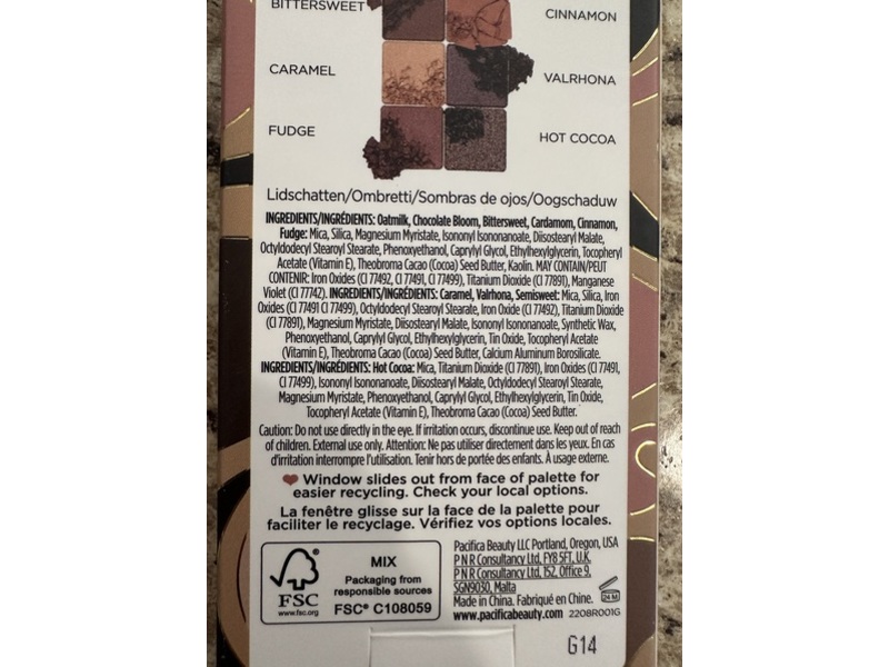 Pacifica Cocoa Nudes Eyeshadow Palette, 0.24 oz/7 g