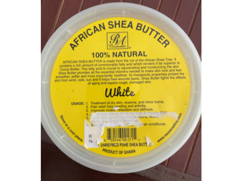 Ra Cosmetics 100% Natural Unrefined Pure African Shea Butter, White, 8 oz
