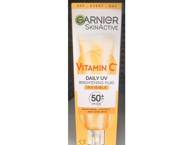 Garnier SkinActive Vitamin C Invisible Daily UV Brightening Fluid, SPF 50, 40 mL