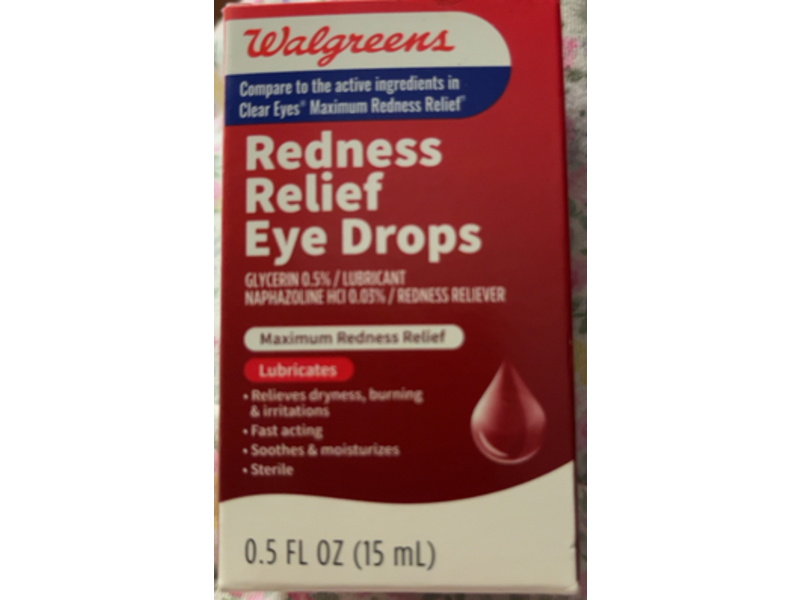 Walgreens Redness Relief Eye Drops, 0.5 fl oz/15 mL