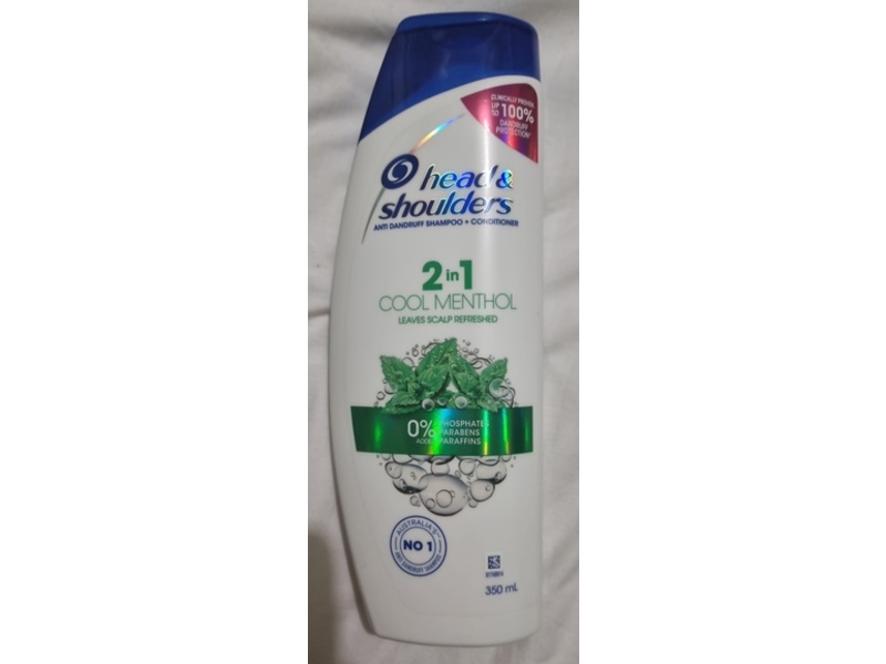 Head & Shoulders 2 In 1 Anti Dandruff Shampoo + Conditioner, Cool Menthol, 350 mL