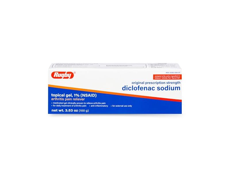Rugby Diclofenac Sodium Topical Gel 1% Arthritis Pain Reliever, 3.53 oz/100 g