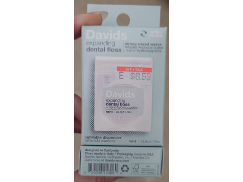 Davids Expanding Dental Floss, Mint, Pack Of 2