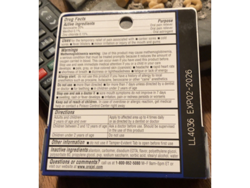 Orajel Mouth Sore Immediate Pain Reliever Gel, 0.125 oz/3.5 g