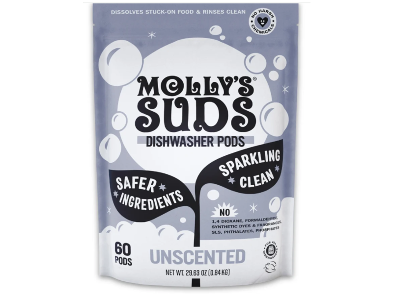 Molly's Suds Dishwasher Pods, Unscented, 29.63 oz/0.84 kg, 60 Count