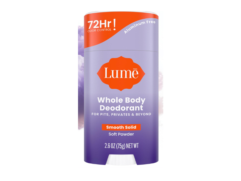 Lume Smooth Solid Whole Body Deodorant, Soft Powder, 2.6 oz/75 g, Pack Of 2