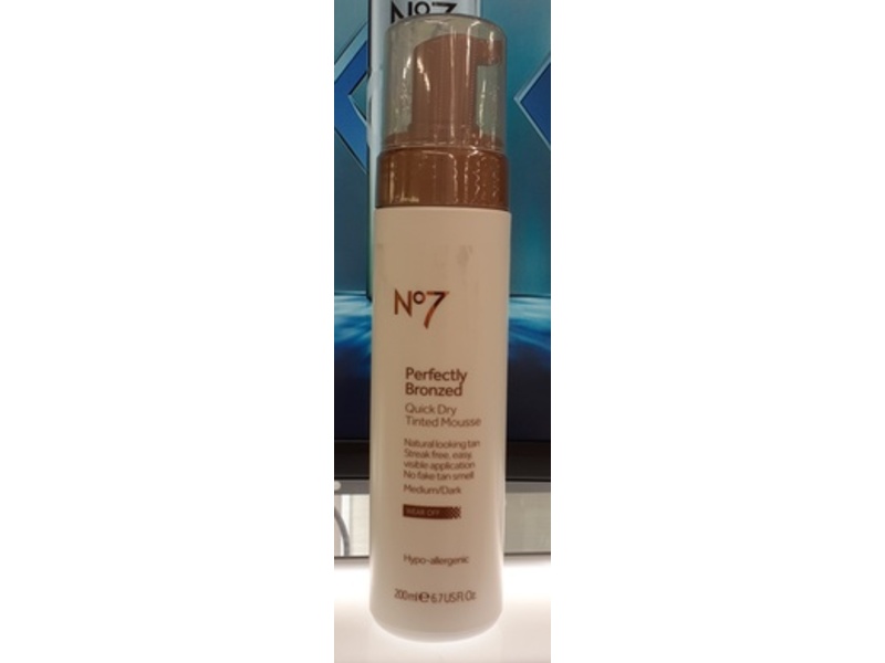 No7 Perfectly Bronzed Tinted Mousse, Wear Off, Medium/Dark, 6.7 fl oz/200 mL