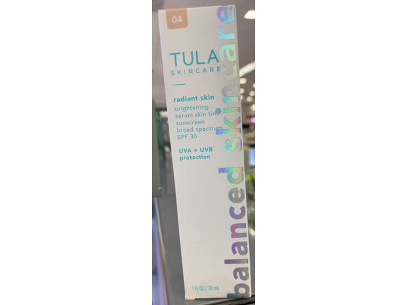 Tula Skin Care Radiant Skin Brightening Serum Skin Tint, SPF 30, Shade 04, 1 fl oz/30 mL