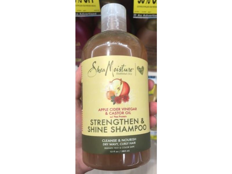SheaMoisture Strengthen & Shine Shampoo, Apple Cider Vinegar & Castor Oil, 13 fl oz/384 mL