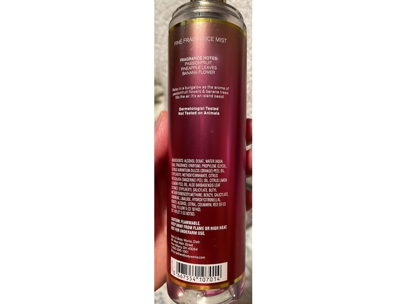 Bath & Body Works Bahamas Fine Fragrance Mist, Passionfruit & Banana Flower, 8 fl oz/236 mL