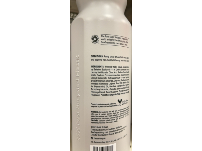 Raw Sugar Men Shampoo & Conditioner, Charcoal + Jojoba + Mint, 18 fl oz/532 mL