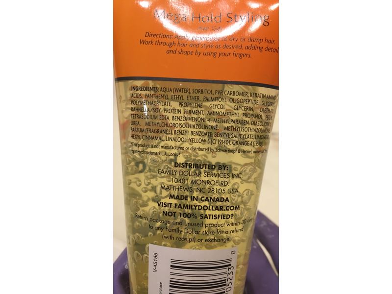 Family Dollar Mega Hold Styling Hair Gel, 6 fl oz/177 mL