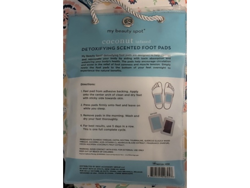 My Beauty Spot Detoxifying Scented Foot Pads, Coconut, 5 Pairs