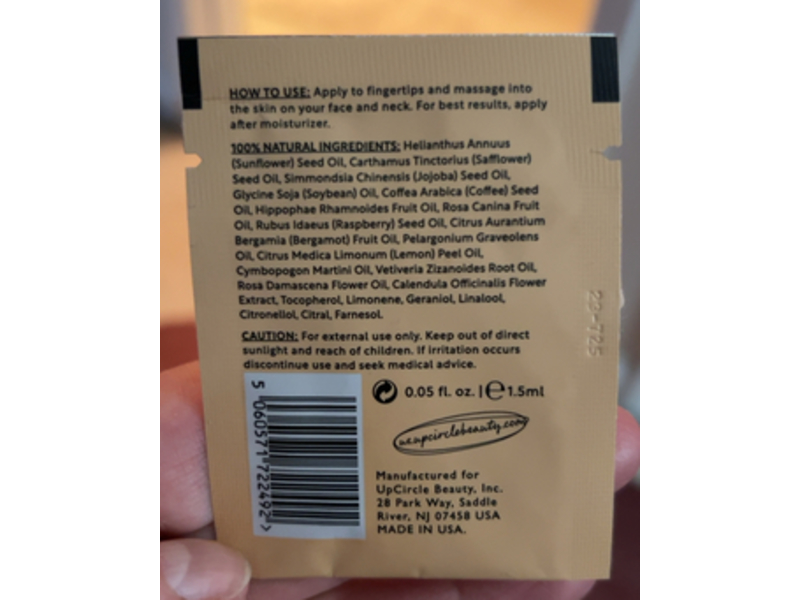 Upcircle Beauty Face Serum, Coffee + Rosehip Oil, 0.05 fl oz/1.5 mL