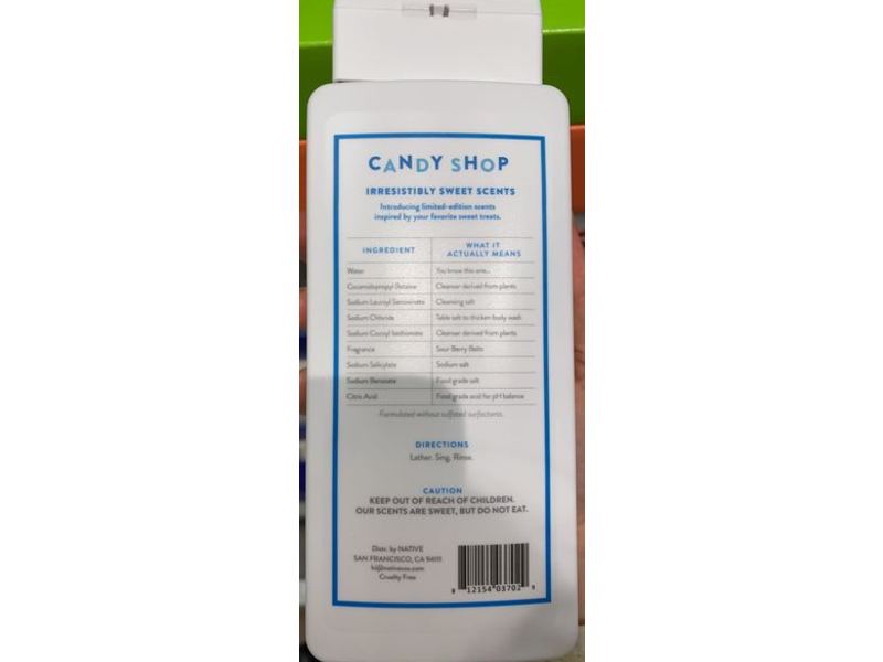 Native Candy Shop Body Wash, Sour Berry Belts, Sulfate Free, 18 fl oz/532 mL