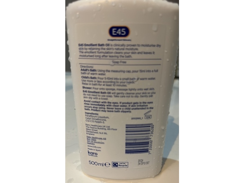 E45 Emollient Bath Oil, 500 mL