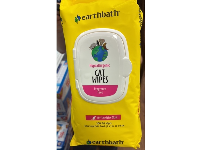 Earthbath Cat Wipes, Fragrance Free, 100 Count