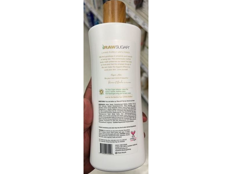 Raw Sugar Simply Body Wash, Beach Rose + Coconut Milk + Shea, 25 fl oz/740 mL