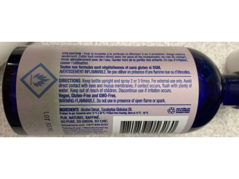 Lotus Aroma Ambiance Mist, Eucalyptus Globulus, 3.4 fl oz/100 mL