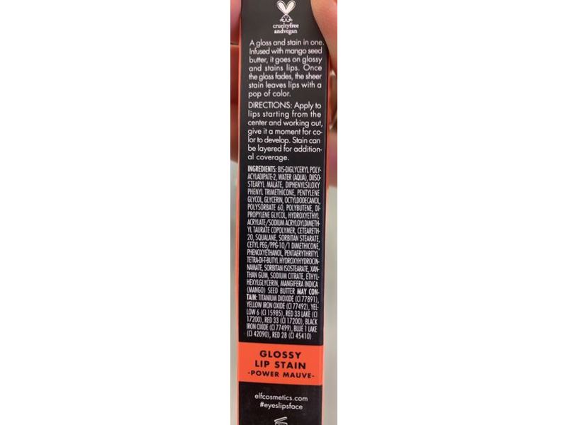 e.l.f. Cosmetics Glossy Lip Stain, Power Mauve, 0.1 fl oz/3 mL