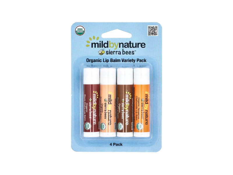Mild By Nature Sierra Bees Organic Lip Balm Variety Pack, Pack Of 4