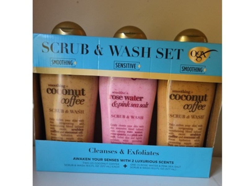 Ogx Body Wash & Scrub Set, 19.5 fl oz/577 mL