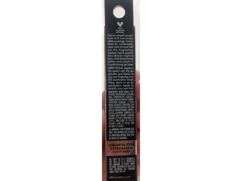 e.l.f. Cosmetics Liquid Glitter Eyeshadow, Flirty Birdy, 1.0 fl oz/30 mL